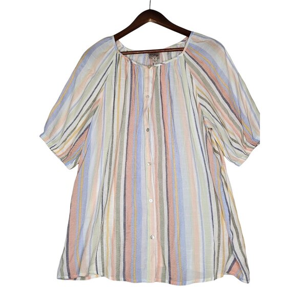 Como Vintage button up Short Balloon Sleeve Blouse Size XL - Picture 7 of 9